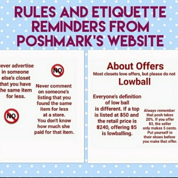 TIPS AND POLICY Other - Info On Offers, Etiquette And Posh Authentication In My Closet